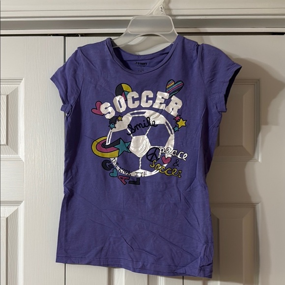 Old Navy Other - Old Navy Purple Short Sleeve Tee Soccer Graphic